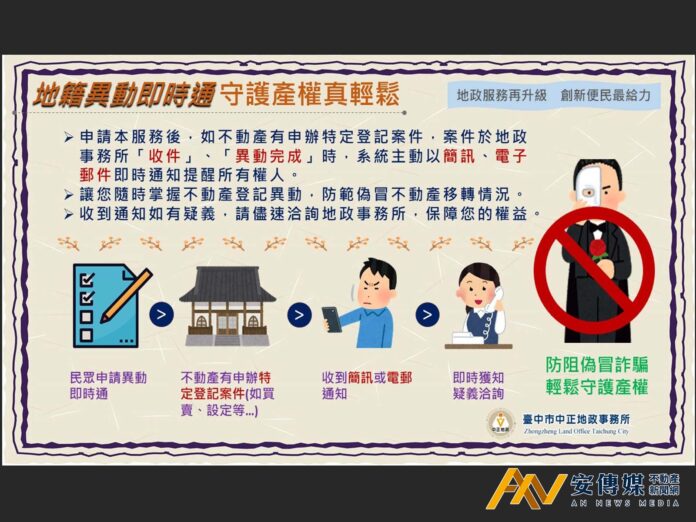 台中市地政局提醒善用「地籍異動即時通」