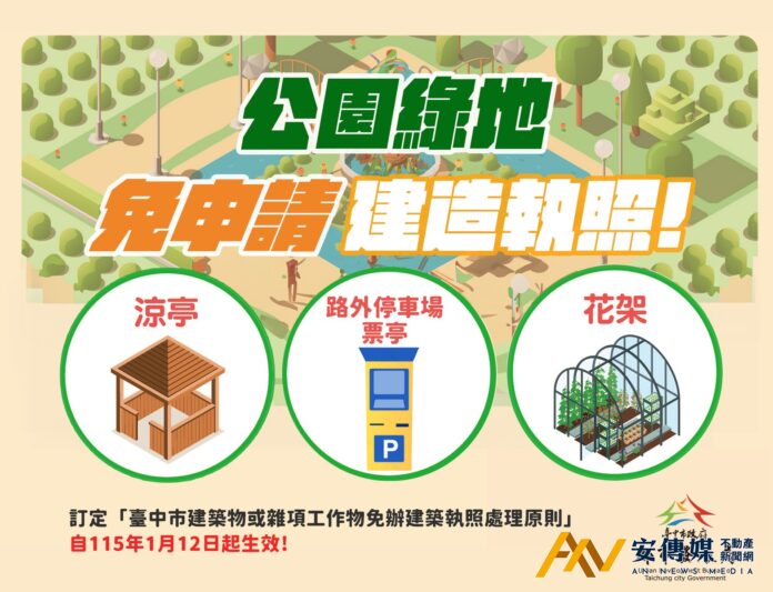 加速公共建設推動 中市訂定免辦建築執照處理原則