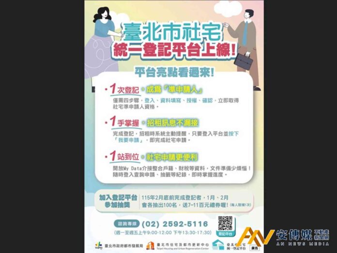 一站式申請服務「台北市社宅統一登記平台」上線