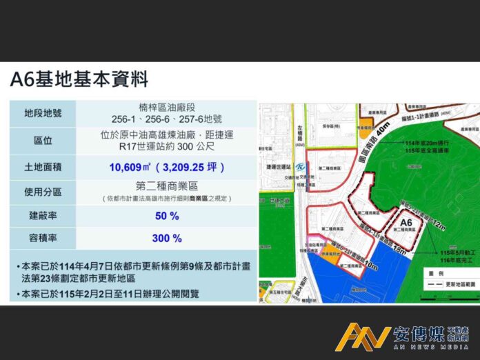 高雄捷運R17世運站A6公辦都更將啟動公告招商