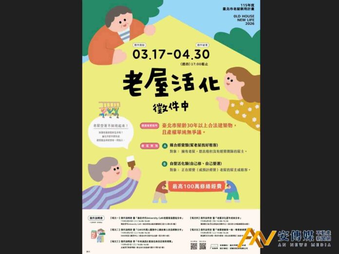 台北市「老屋新用計畫」徵屋百萬空間改造經費開跑